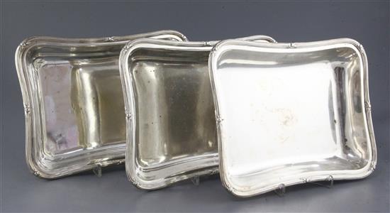 A set of three George IV silver entree dishes by William Eley II, 88.5 oz.